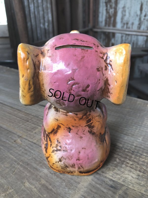 画像5: Vintage Japan Holiday Fair Chalkware Bank Doll Pink Elephant (R450)