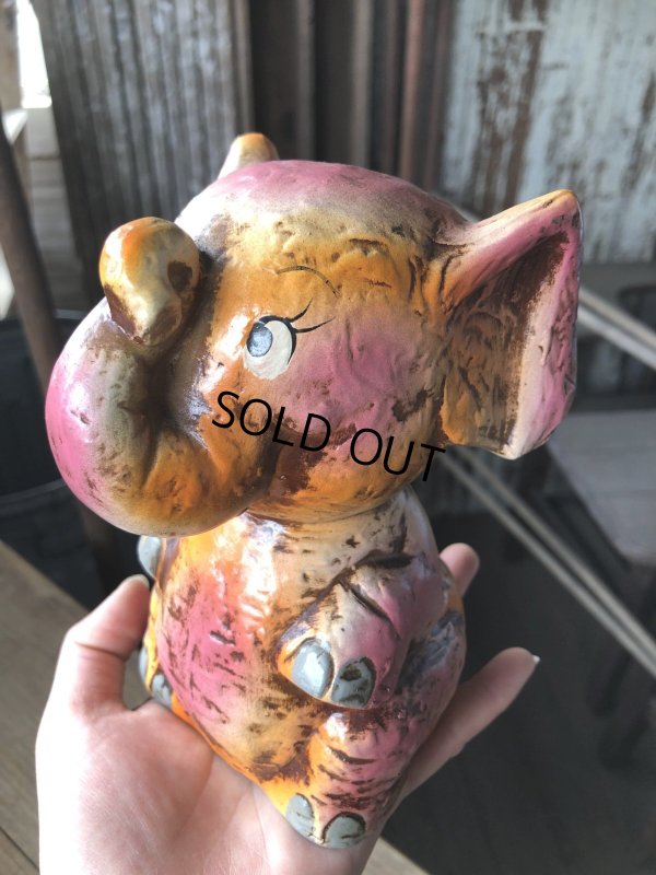 画像9: Vintage Japan Holiday Fair Chalkware Bank Doll Pink Elephant (R450)