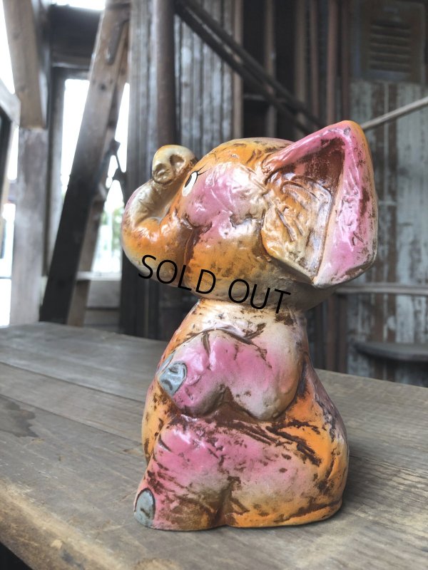 画像4: Vintage Japan Holiday Fair Chalkware Bank Doll Pink Elephant (R450)