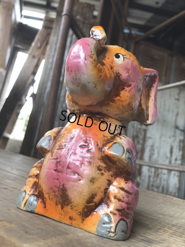 画像8: Vintage Japan Holiday Fair Chalkware Bank Doll Pink Elephant (R450)