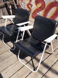 50s SHWAYDER BROS INC Samson Cavalier Samsonite Folding Lawn Patio Armchair SET (R451)
