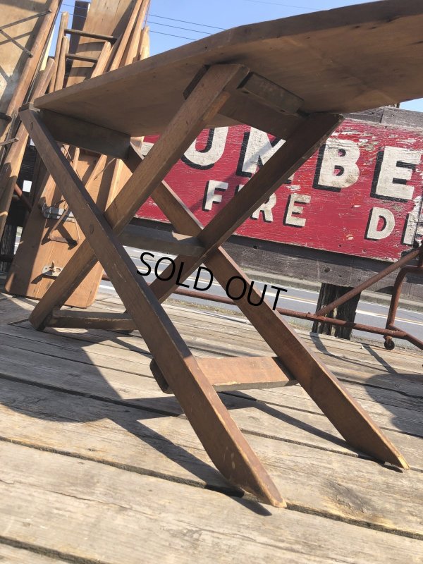 画像9: Vintage American Primitive Wooden Ironing Board Table (B459)