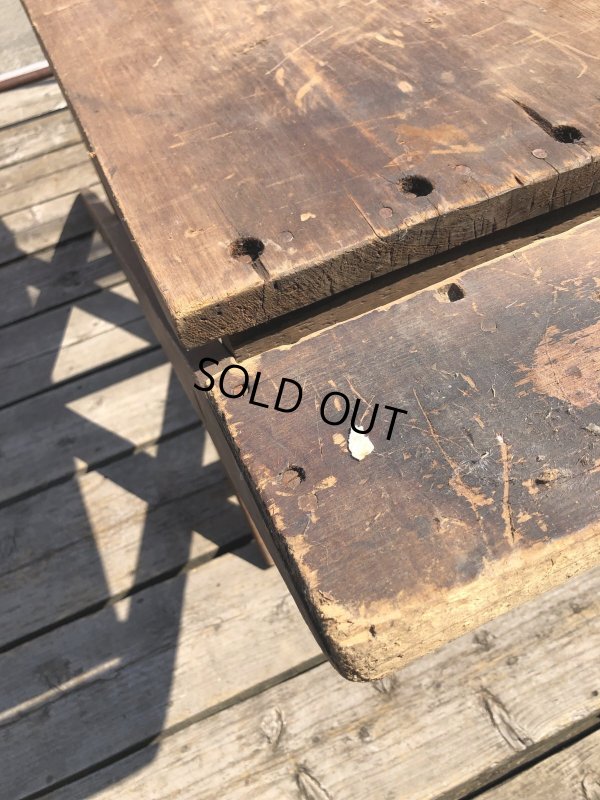 画像5: Vintage American Primitive Wooden Ironing Board Table (B459)