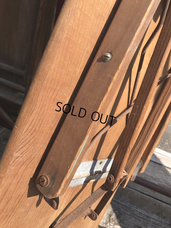 画像21: Vintage American Primitive Wooden Ironing Board Table (B459)