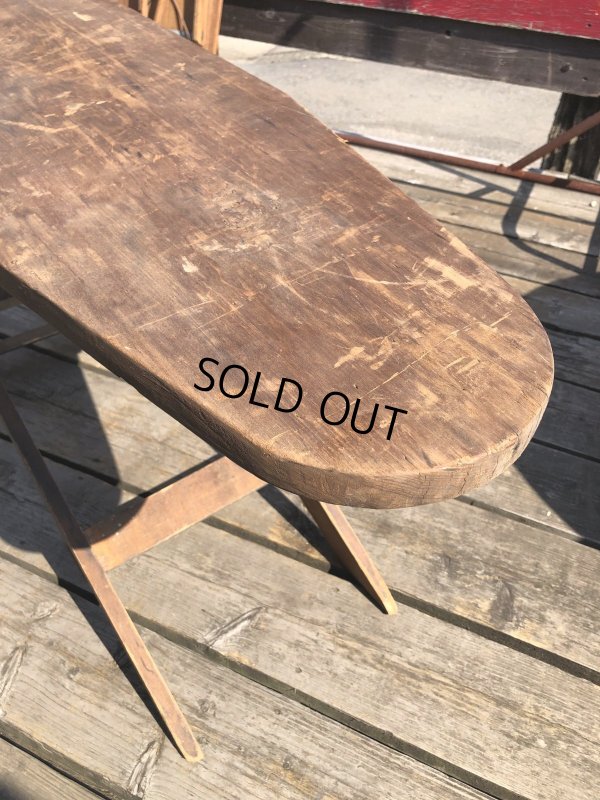 画像10: Vintage American Primitive Wooden Ironing Board Table (B459)