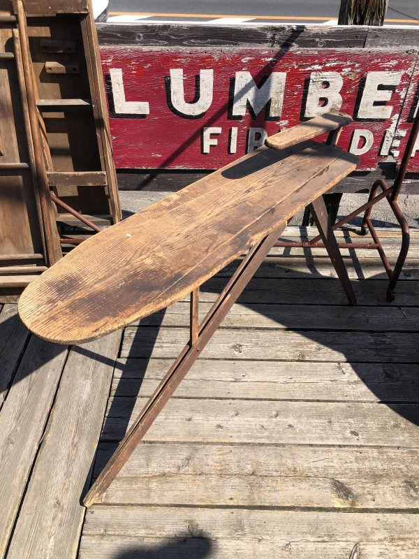 画像6: Vintage American Primitive Wooden Ironing Board Table (B456)