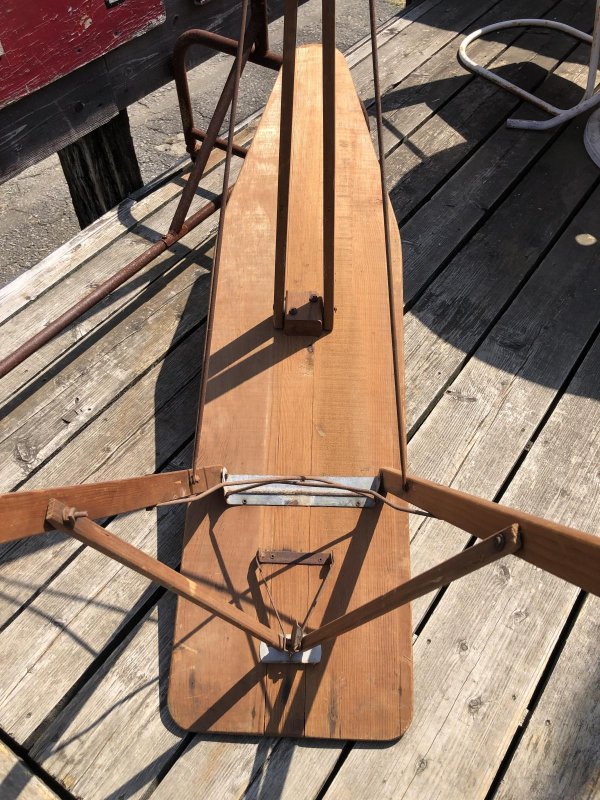 画像17: Vintage American Primitive Wooden Ironing Board Table (B458)