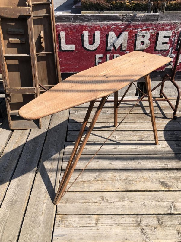画像14: Vintage American Primitive Wooden Ironing Board Table (B458)