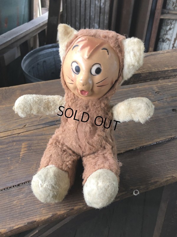 画像1: Vintage  Celluloid Face Doll Kitty Cat 27cm (R495)