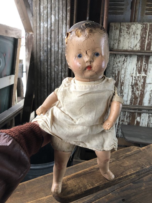 画像18: Vintage Composition Face Doll Baby 40cm (R494)