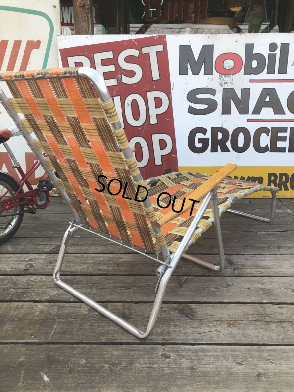 画像10: 60 Vintage Folding Long Lawn Chair (R495)