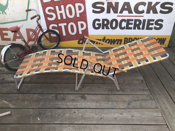 画像14: 60 Vintage Folding Long Lawn Chair (R495)
