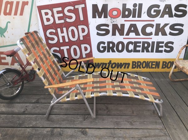 画像16: 60 Vintage Folding Long Lawn Chair (R495)
