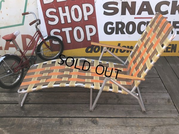 画像15: 60 Vintage Folding Long Lawn Chair (R495)