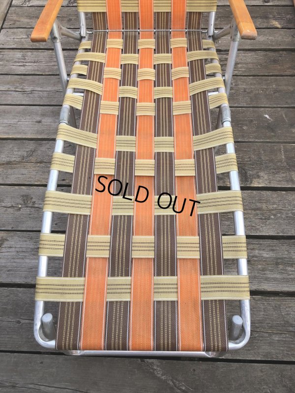 画像3: 60 Vintage Folding Long Lawn Chair (R495)