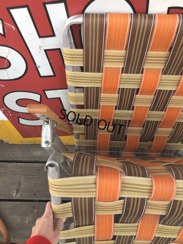 画像25: 60 Vintage Folding Long Lawn Chair (R495)