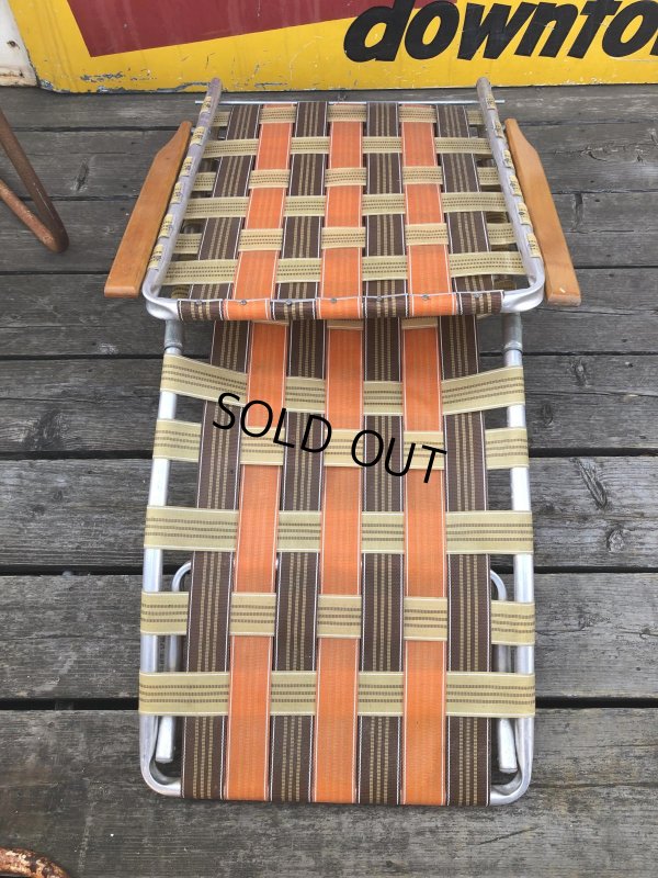 画像24: 60 Vintage Folding Long Lawn Chair (R495)