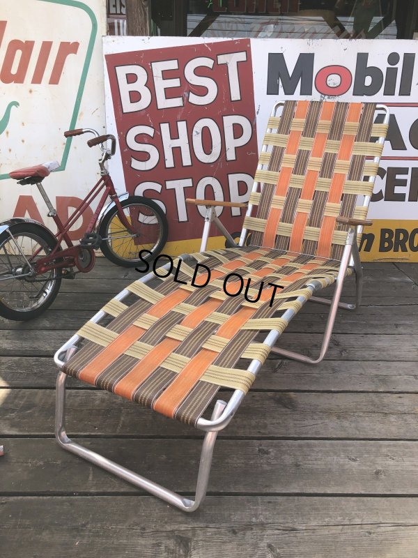 画像5: 60 Vintage Folding Long Lawn Chair (R495)