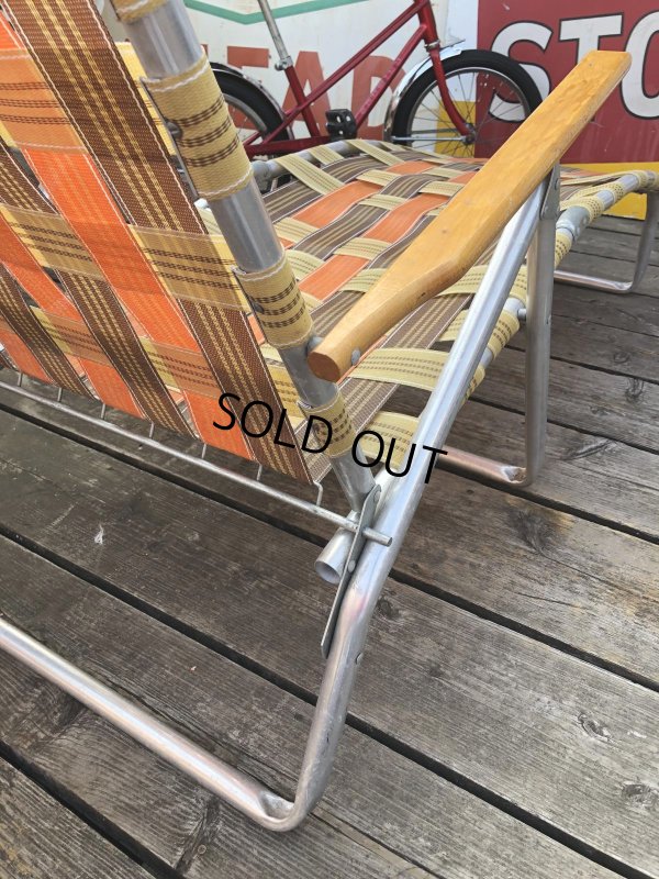 画像18: 60 Vintage Folding Long Lawn Chair (R495)