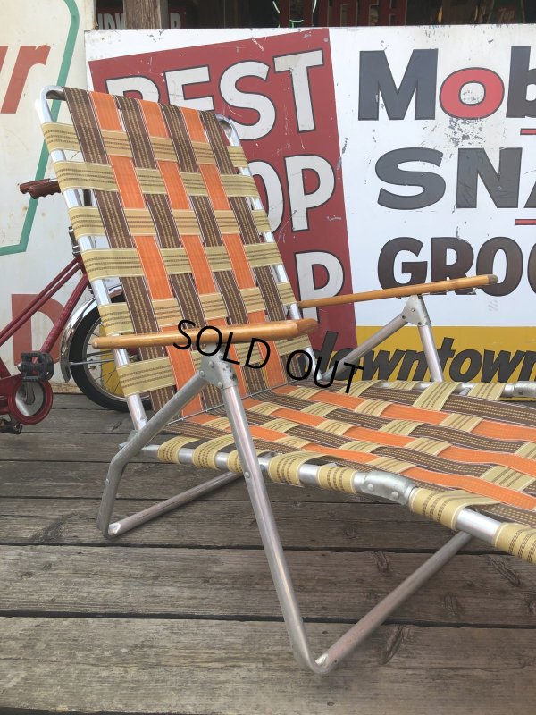 画像12: 60 Vintage Folding Long Lawn Chair (R495)