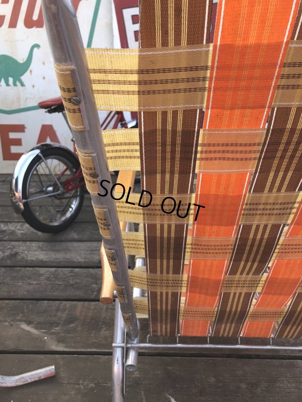 画像20: 60 Vintage Folding Long Lawn Chair (R495)