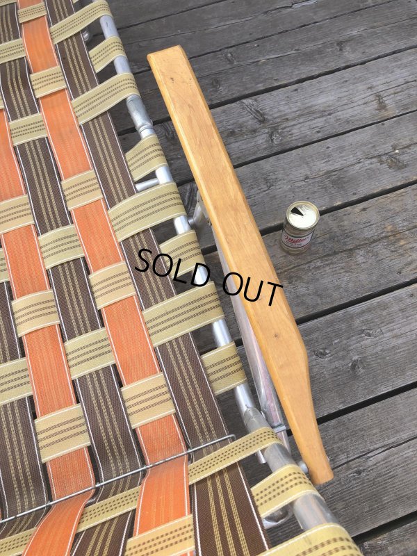 画像19: 60 Vintage Folding Long Lawn Chair (R495)