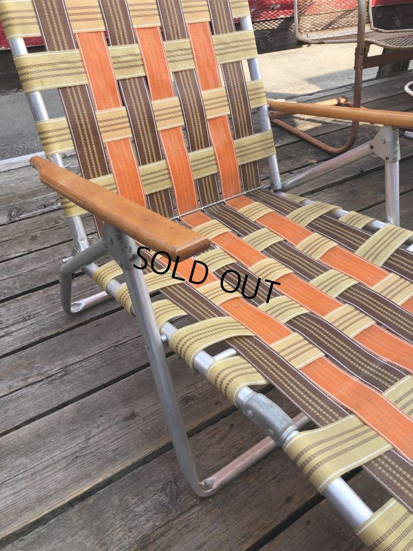 画像22: 60 Vintage Folding Long Lawn Chair (R495)