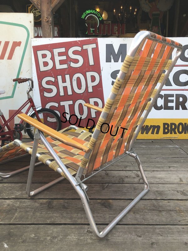 画像8: 60 Vintage Folding Long Lawn Chair (R495)