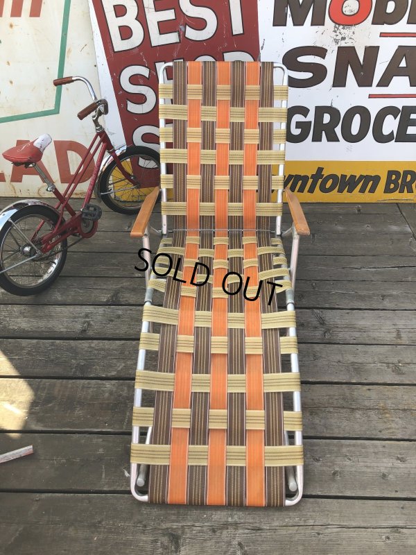 画像4: 60 Vintage Folding Long Lawn Chair (R495)