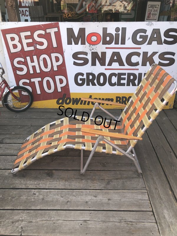 画像6: 60 Vintage Folding Long Lawn Chair (R495)