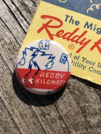 Vintage REDDY KILOWATT Original Advertising Pinback Button Badge (R515)