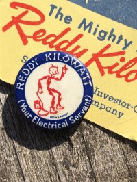 Vintage REDDY KILOWATT Original Advertising Pinback Button Badge (R518)