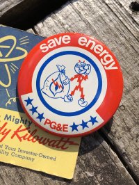 Vintage REDDY KILOWATT Original Advertising Pinback Button Badge (R512)