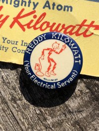 Vintage REDDY KILOWATT Original Advertising Pinback Button Badge (R517)