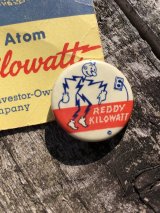 Vintage REDDY KILOWATT Original Advertising Pinback Button Badge (R516)