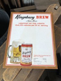 〜80s Vintage Cardboard Sign Kingsbury Brew Near Beer (R537)