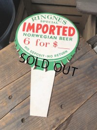 70s Vintage Cardboard Sign Ringnes Spesial Imported Norwegian Beer (R543)