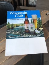 〜80s Vintage Cardboard Sign Wisconsin Club Beer (R537)