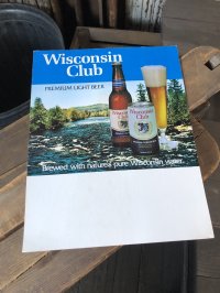 〜80s Vintage Cardboard Sign Wisconsin Club Beer (R537)
