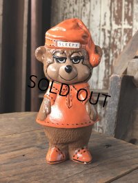 60s〜 Vintage Travelodge Advertising Sleepy Bear Ceramic Statue (R547)
