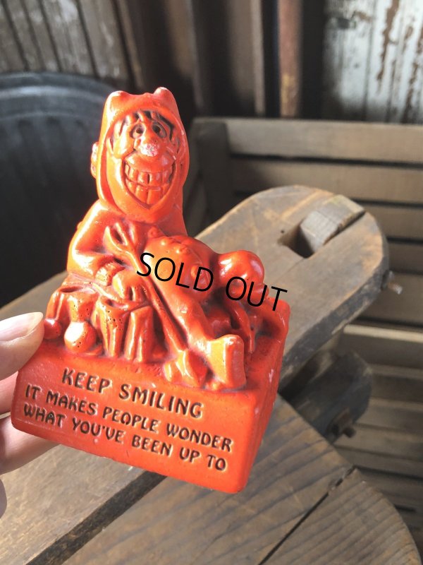 画像1: 60s Vintage Message Doll Red Devil " Keep Smiling " (R561) 