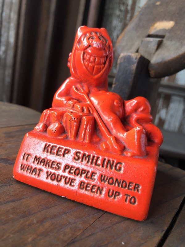 画像10: 60s Vintage Message Doll Red Devil " Keep Smiling " (R561) 