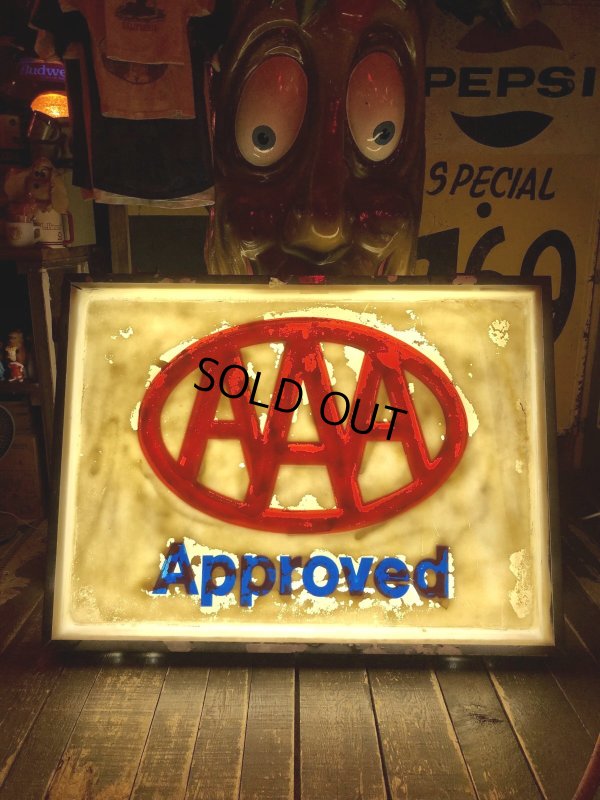 画像20: Vintage AAA Approved Advertising Store Display Lighted Sign Huge! Double-sided! (R563) 