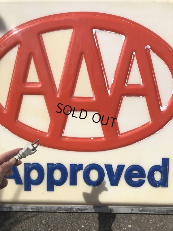 画像16: Vintage AAA Approved Advertising Store Display Lighted Sign Huge! Double-sided! (R563) 