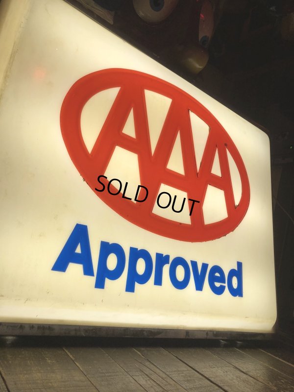 画像19: Vintage AAA Approved Advertising Store Display Lighted Sign Huge! Double-sided! (R563) 