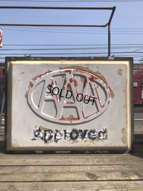 画像13: Vintage AAA Approved Advertising Store Display Lighted Sign Huge! Double-sided! (R563) 