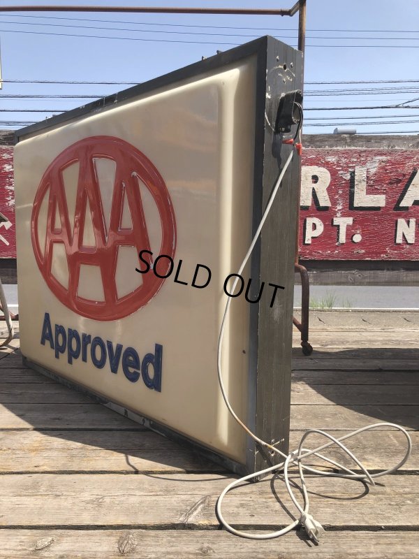 画像9: Vintage AAA Approved Advertising Store Display Lighted Sign Huge! Double-sided! (R563) 