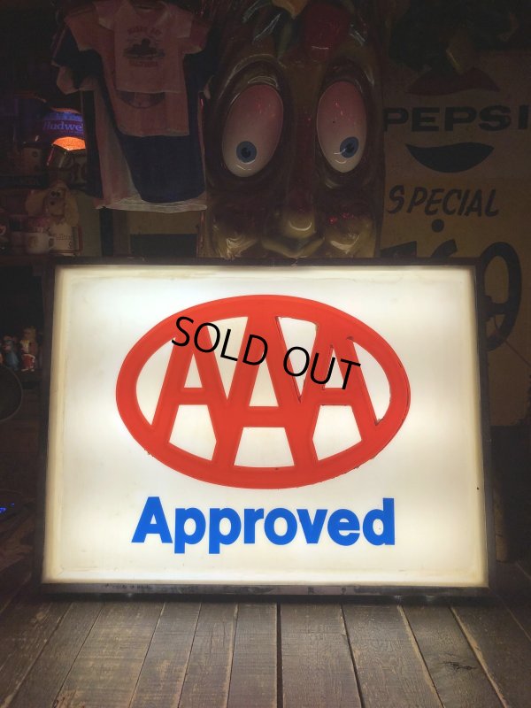 画像17: Vintage AAA Approved Advertising Store Display Lighted Sign Huge! Double-sided! (R563) 