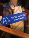 Vintage Fast Food Restaurant Employee Crew Name Tag Badge " McDonald's SWING MANAGER "(R574)