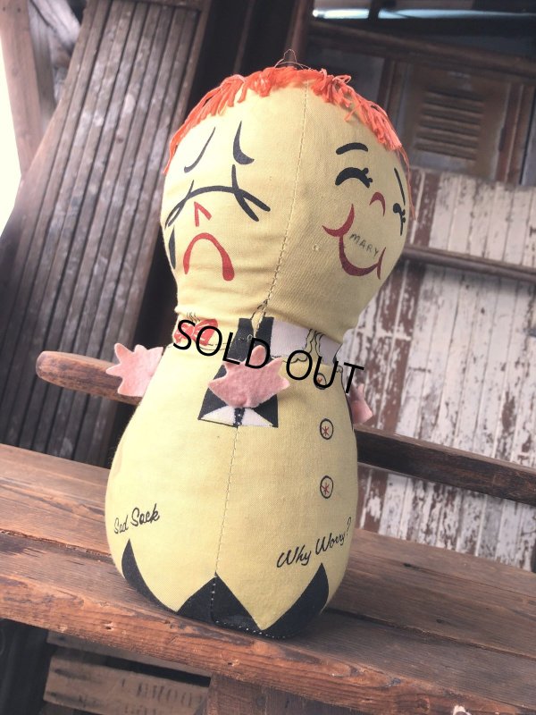 画像1: 60s Vintage Moody Mary Sad Happy Bored Furious 4 Sided Plush Doll (R583)